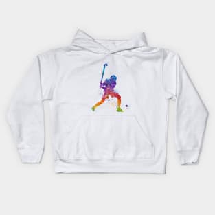 Field Hockey Player Watercolor Sport Kids Hoodie